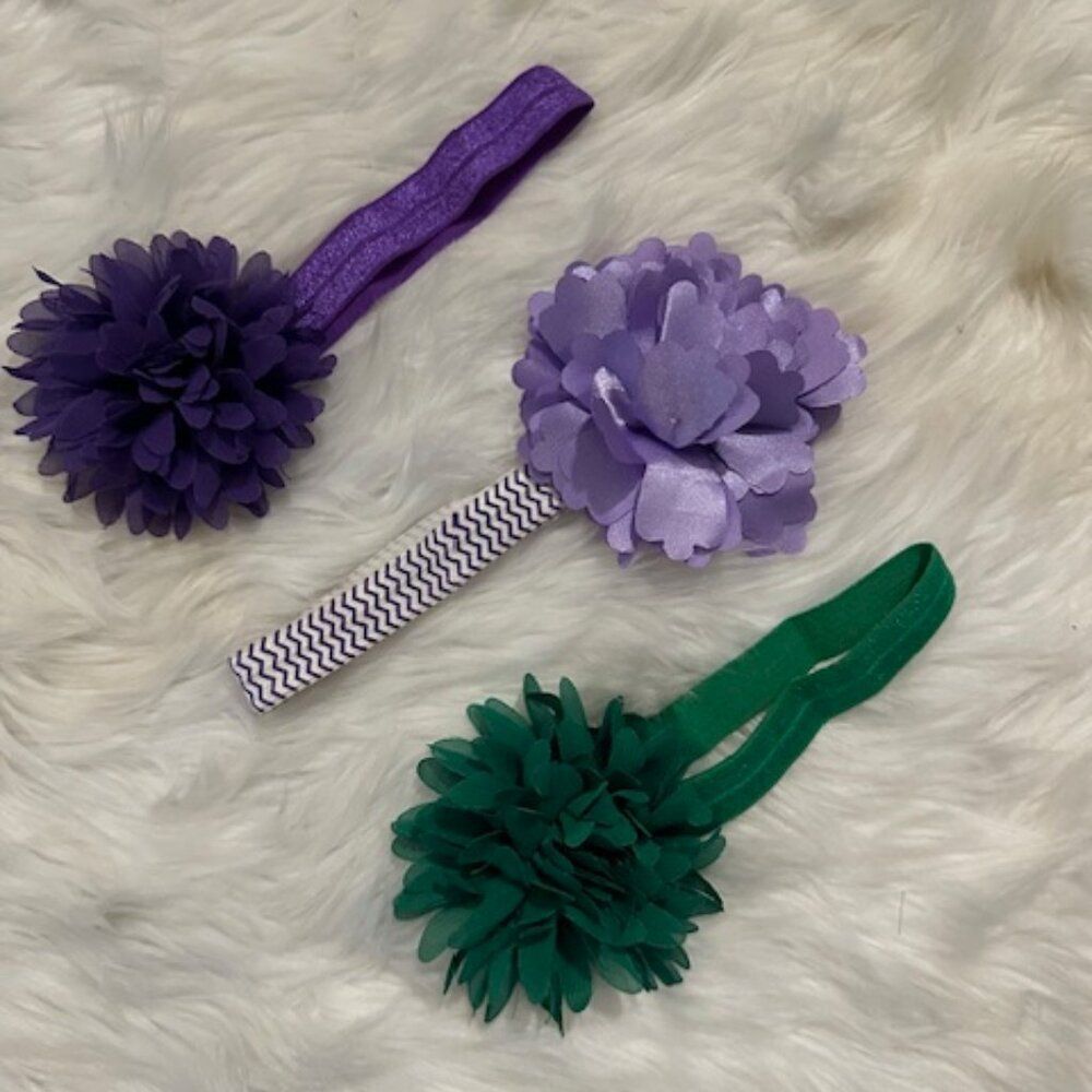 ***** Bundle (3) of 3" Flower on FOE Headband  HB8258  Handmade NWT Boutique